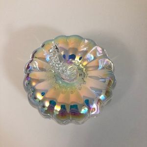 Small glass decorative iridescent pumpkin